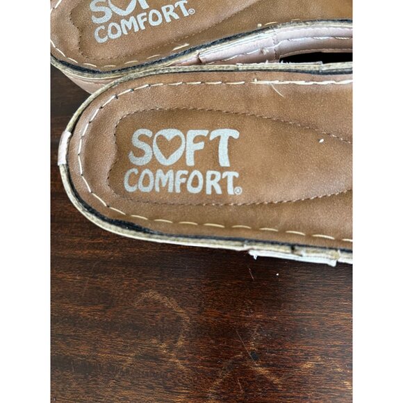 Soft Comfort Slide Sandals Womens 7.5 Pink Leather Memory Foam - Picture 5 of 13